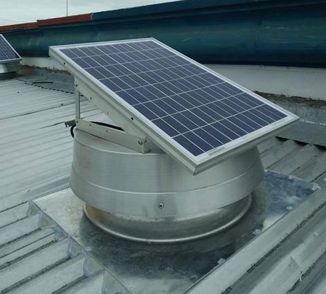 Solar roof ventilator on a warehouse in Davao